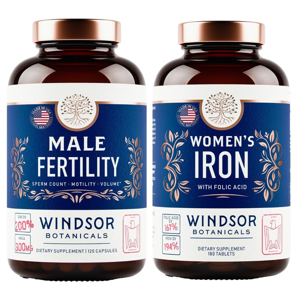 WINDSOR BOTANIKALS moški plodnost dopolnilo in železove tablete s folno kislino - plodnost in prenatalni paket