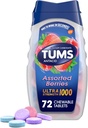 TUMS Ultra moč Žvečljive antacidne tablete za zgago Relief in kisle prebavne motnje, Razvrščene jagode - 72 Število