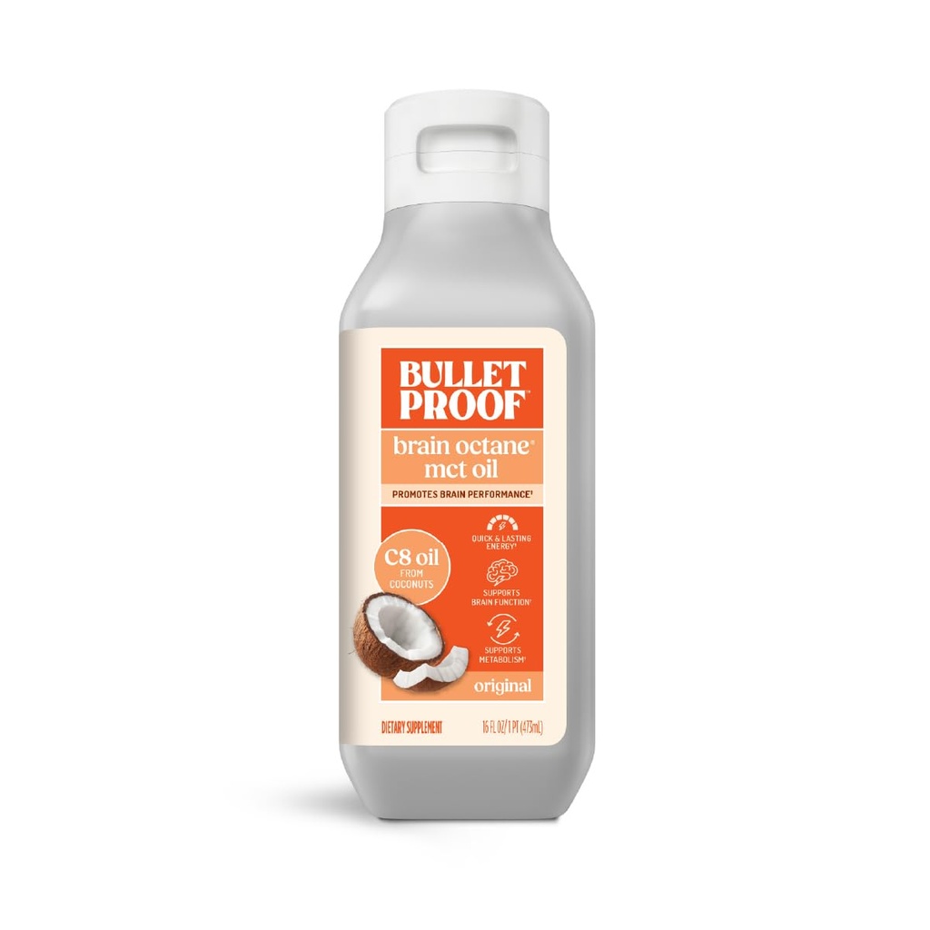 Neprebojni Coconut Brain Octane C8 MCT olje, 16 Ounces, Premium Keto dodatek za trajno energijo, možgani in telo goriva, nearomatizirana, Dodaj v kavo in napitki, Pakiranje maj Vary
