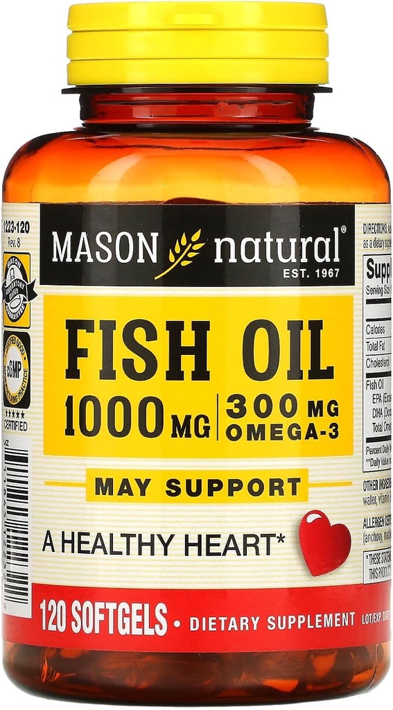MASON NARAVNO ribje olje, 1000 mg, 120 Softgels