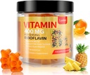 Vitamin B2 Gumies, Vitamin B2 Riboflavin Gumies 400mg z magnezijem & Coq10, Migrena Relief & Glavobol Relief, za otroke in odrasle, 90 Žvečljivi gumiji (1)