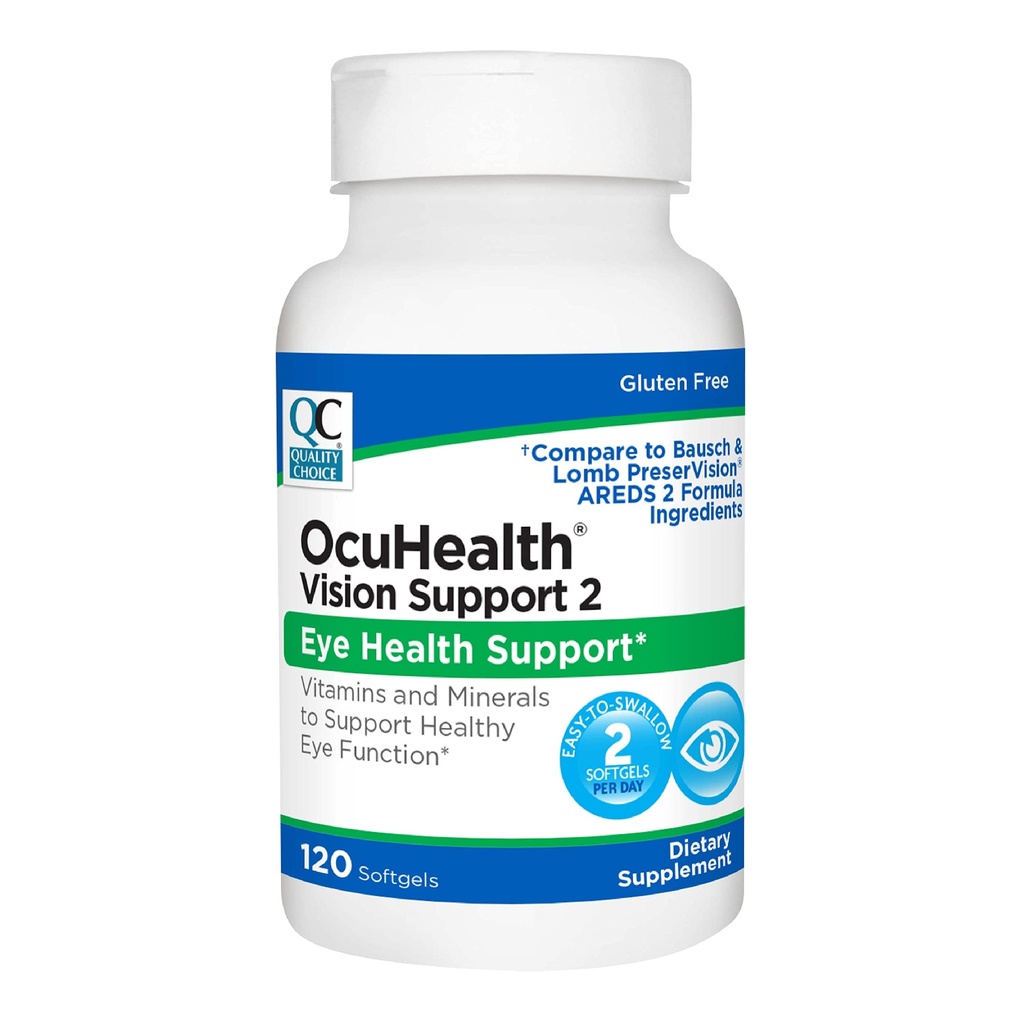 Quality Choice Ocuhealth, Eye Health Vission Support 2 Vitamin & Mineral Supplement Softgels, 120 Count Steklenice