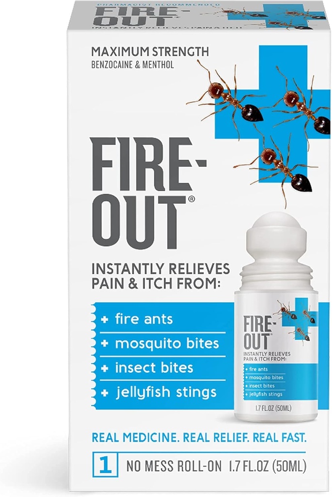 Takojšnja prva pomoč Pain Relief from Fire Ant Stings and Bug Bites, 1.7 Ounce Roll-On