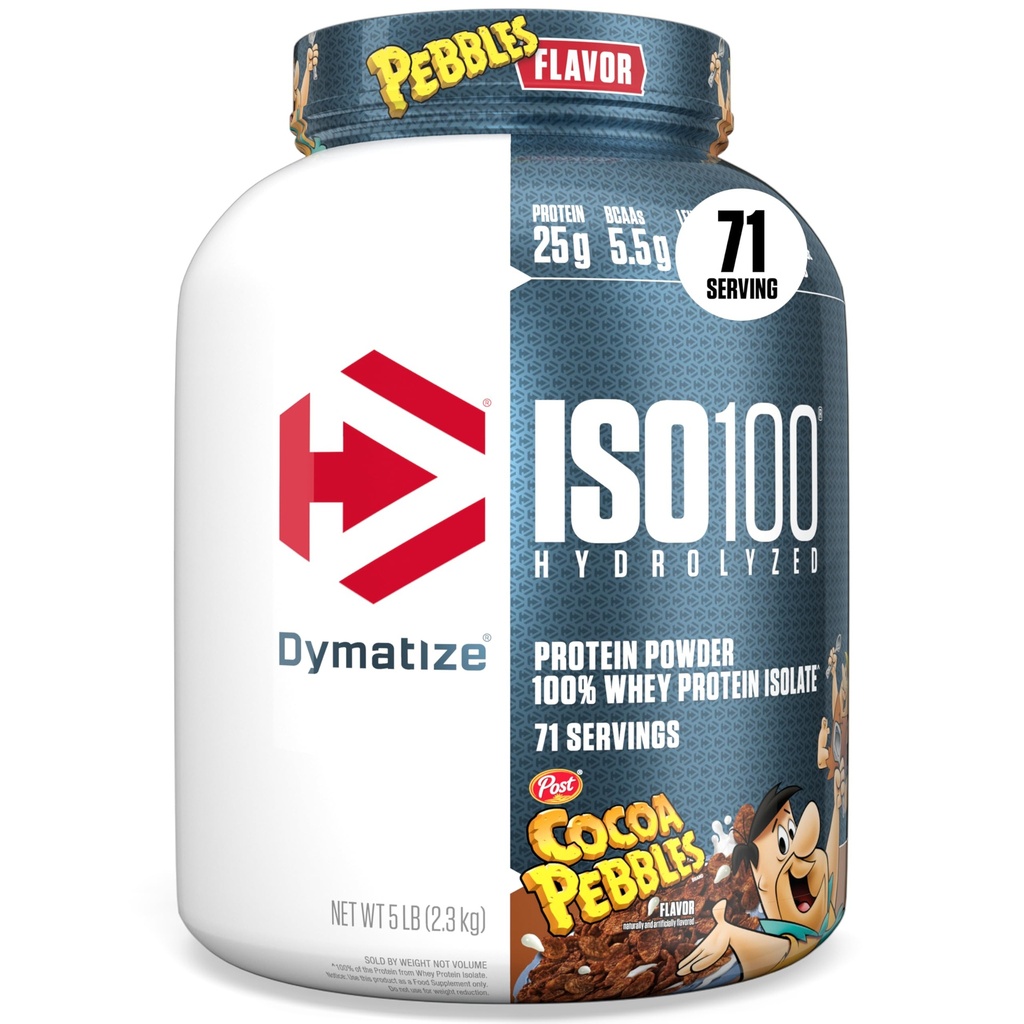 Dymatize x Cocoa Pebbles ISO100 Whey Protein Powder Isolate, 25g beljakovin, 5,5g BCAA, 120 Cal., Gluten Free, 1g maščoba, 1g sladkor, 2g karb (71 serving)