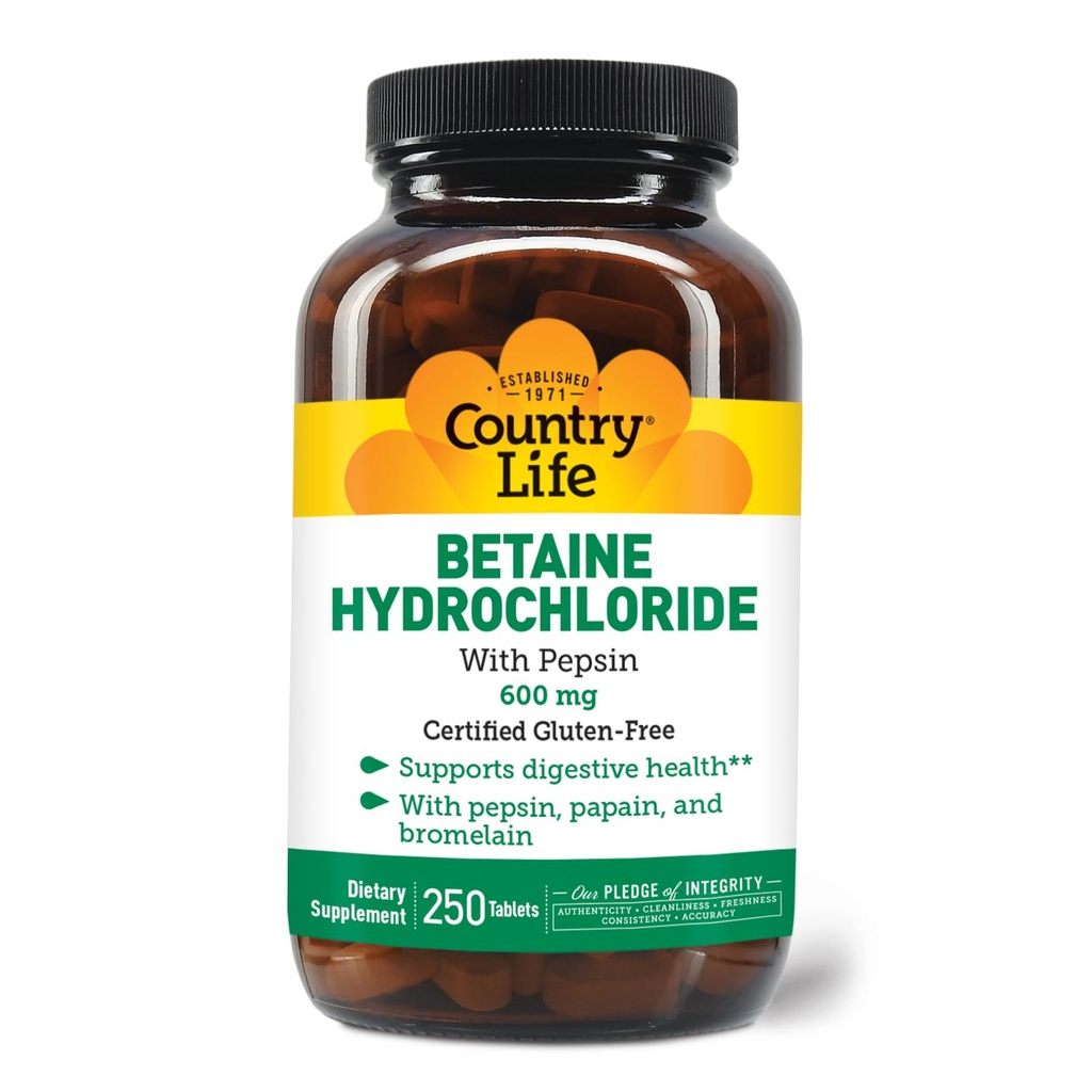 Država Life Betain hidroklorid s pepsinom 600 mg - 250 tablet