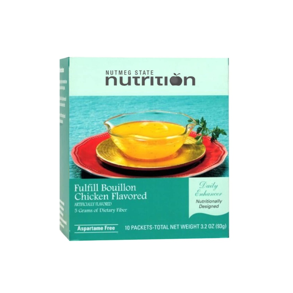 Nuttmeg State Nutrition – Fulfill High Fiber Juha Mix, Nizka kalorie, Maščoba brez, naravno arome, Idealne beljakovine Združljiv, Aspartam brezplačno, 10 Serving na škatlo (Chicken Bouillon)