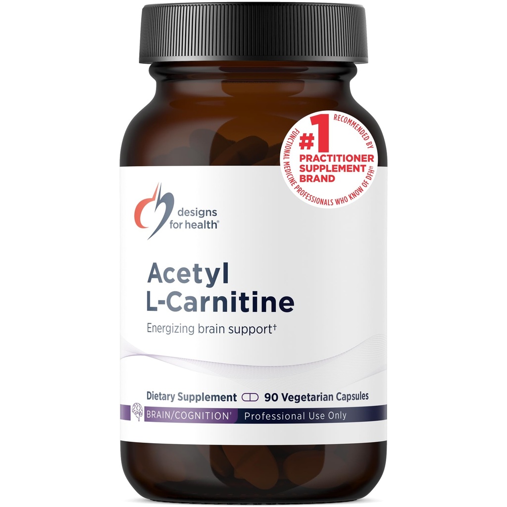 Zasnova za Health Acetil L-karnitin kapsule 800mg - Energizirajoča podpora za možgane - ne-GMO, Vegetarijanski Acetil L-karnitin HCl dodatek (90 kapsul)