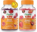 Življenjsko železo & vitamin C Otroci + cink 50mg, Gummies Bundle - odličen okus, Vitamin dodatek, Gluten brezplačno, GSO brezplačno, Žvečljivi gumi