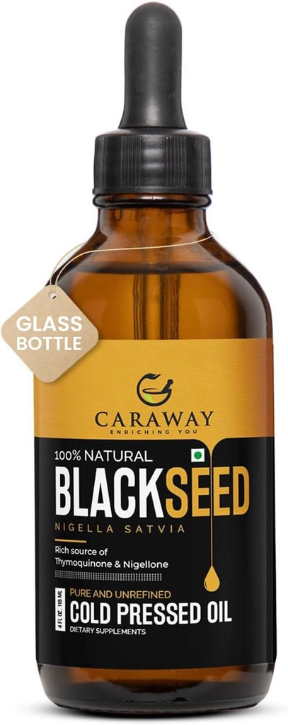 CARAWAY Organsko črno olje semena - hladno stiskano Nigella Sativa olje - čista in nerafinirana - bogata s timokinonom za imuno podporo, lase in nego kože 