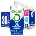 Orgain 30g High Protein Shake, Mlečni izolat Mlečni proteini, Vanilla Bean, 5g BCAA, 1g sladkorja na obrok, Zamenjava obroka, Pripravljen za pitje, Keto prijazno, Gluten-free 11 Fl Oz (Pack of 12)