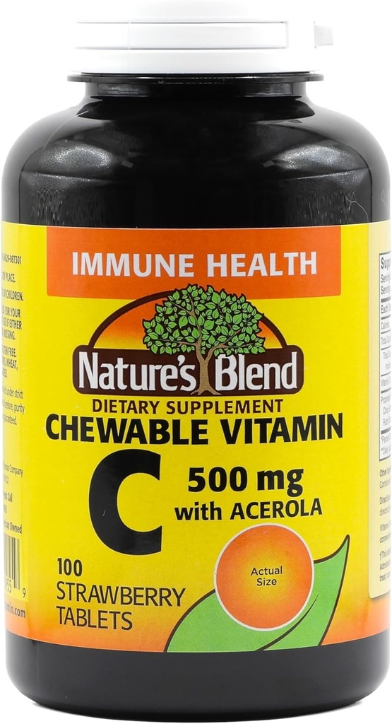 Narava Mešanica Vitamin C Žvečljiva Acerola, Jagoda 500 mg 100 Tablete