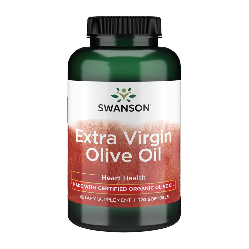 Swanson Extra Deviško oljčno olje - Naravni dodatek za podporo Cardiovascular Health w/Essential Maščobne kisline - Izdelano w/Organic Hladno Presed Olivno sadje - (120 Softgels, 1g vsak)