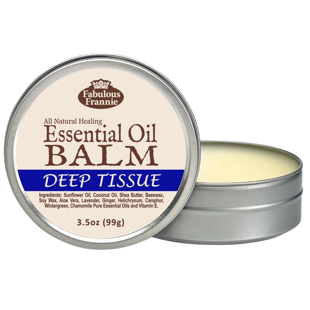 Sijajno Frannie Deep Tsue All Natural Essential Oil Healing Balm, izdelan s sončničnim oljem, kokosovim oljem, karitejevim maslom, čebeljim voskom, sojinim voskom, Aloe Vera in čistim eteričnim oljem 3.5oz (Pack of 1)