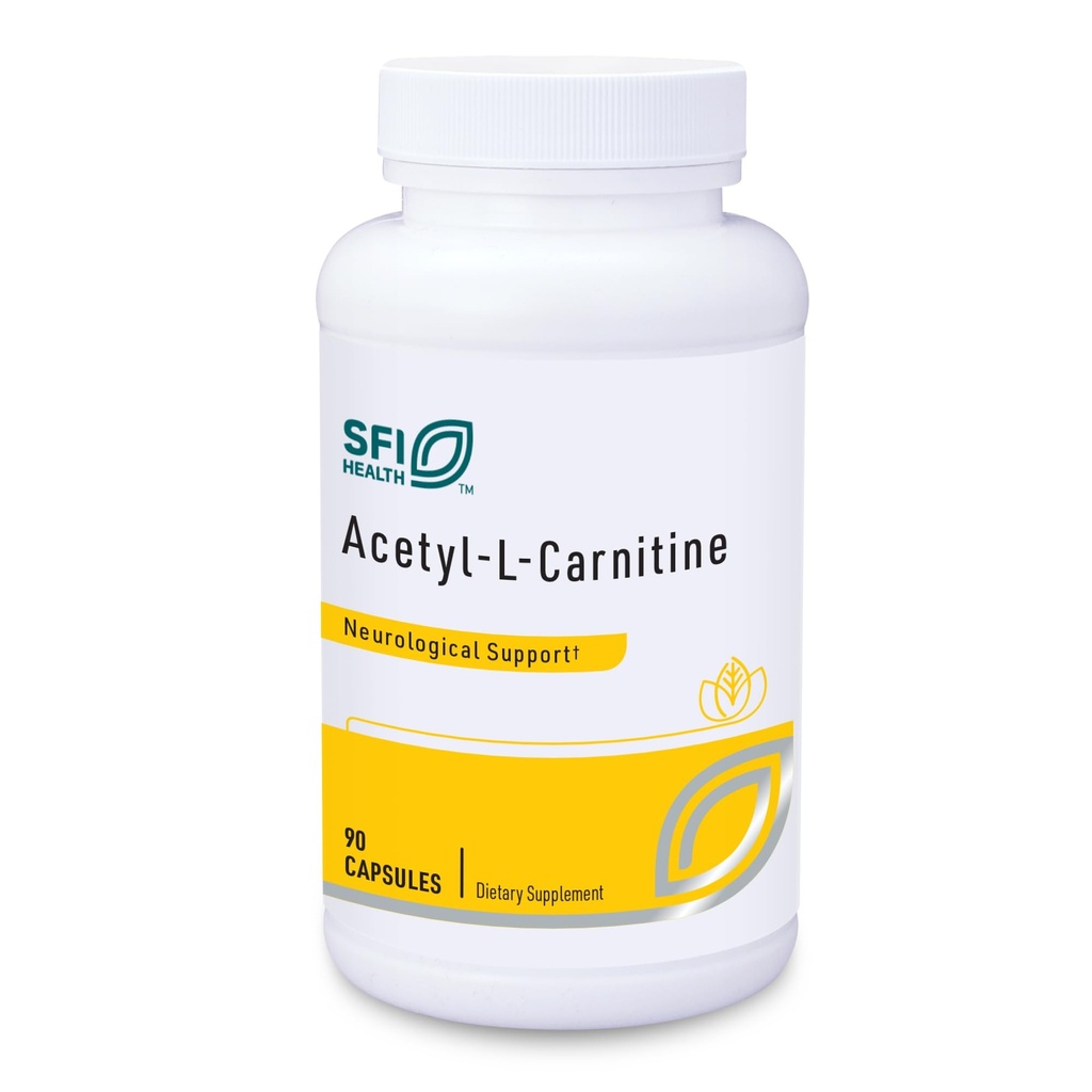 Klaire Labs SFI Health Acetil-L-Carnitine 500 mg - Hypoallergene Acetil L-karnitin dodatek - spodbuja kognitivno zdravje, proizvodnjo energije in podporo možganov (90 kapsul)