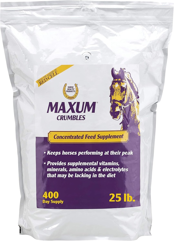 Horse Health Maxum Crummbles Koncentrirana krma za konje, Zagotavlja široko paleto koristnih hranil za današnje Equine Athlete 25 Pound