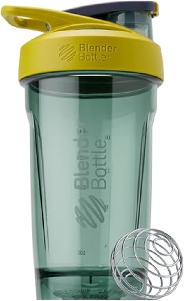 BlenderBottle Strada Shaker Cup kot nalašč za beljakovinske pretrese in pred vadbo, 24-ounce, rumeno