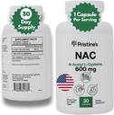 Zdravilo PRISTINE N-Acetil L-Cysteine (NAC) 600MG 30-dnevno oskrbovalno sredstvo Potent Lung & jetra Antioksidant dopolnilne kapsule - Mood & Duševno zdravje Podpora