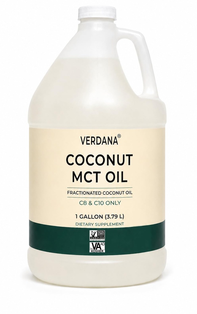 Verdana Coconut olje MCT 1 Galon – stopnja hrane za kavo Keto, nearomatizirano naravno olje puljenje Moutwash, Masaža, Aromaterapija – 100% iz Coconut - Srednje verige Trigliceridi – Non-GMO, Kosher