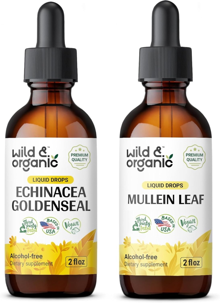 Divja in organska Echinacea Tinktura 2 fl oz & Mullein Tinktura 2 fl oz