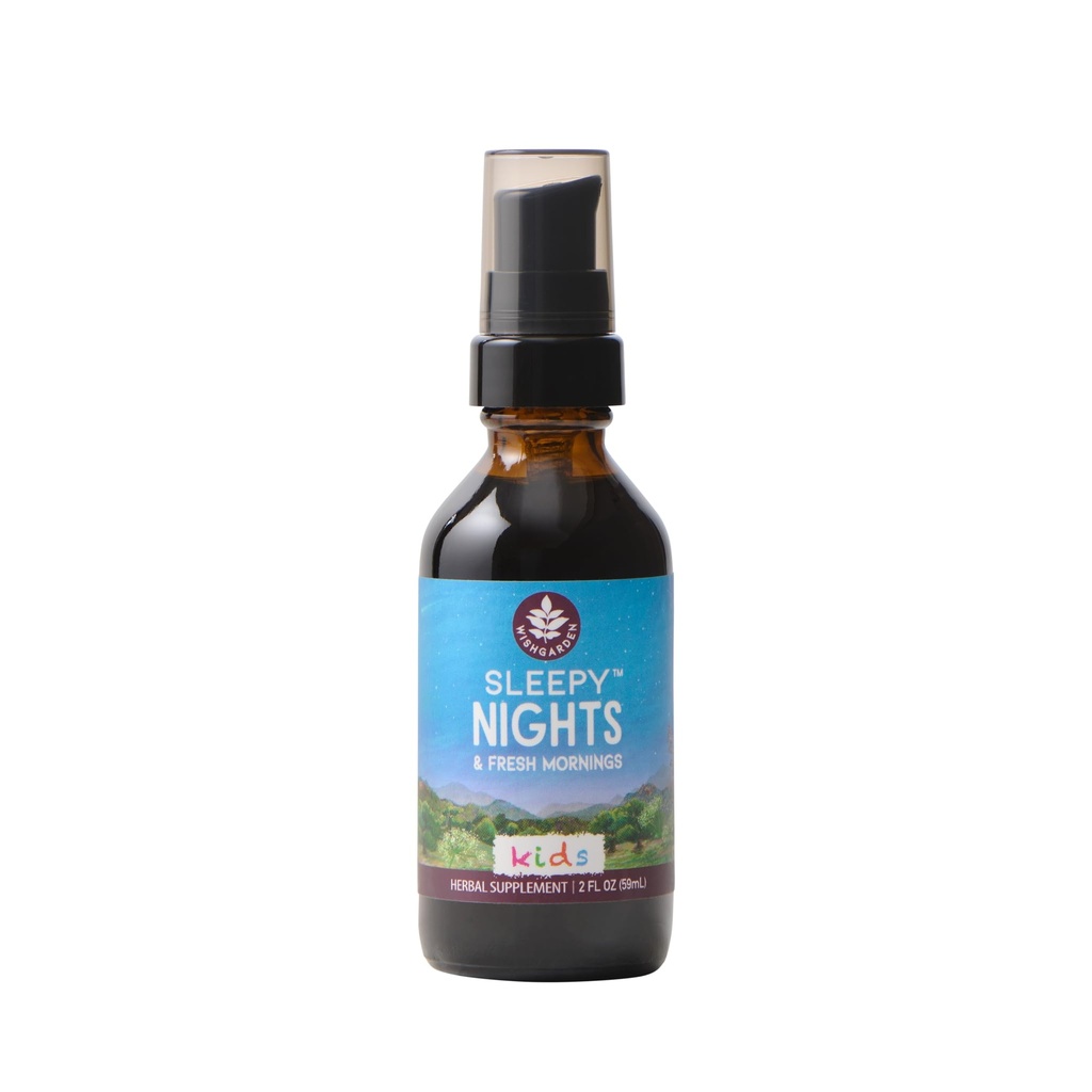 WishGarden Herbs Spanje noči za otroke - Vse naravno Zeliščno spanje Tinktura brez Melatonin, Organski spanje dodatek s pasijonko & Scullcap, Podpira varno in mirno globoko spanje, 2oz