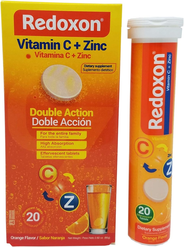 Oranžne arome Redoxon šumeče vitamin C tablete z cinkom 20 ct