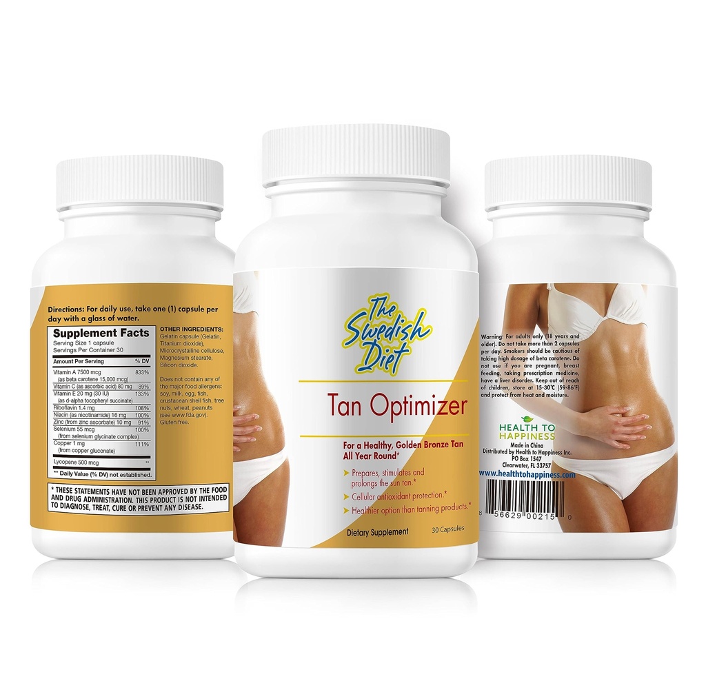 Tan Optimizer – Tanning tablete brez sladkorja z 25.000 i.e. vitaminom A, beta karotenom in antioksidanti za zdravje kože in imunske podpore – 30 kapsul