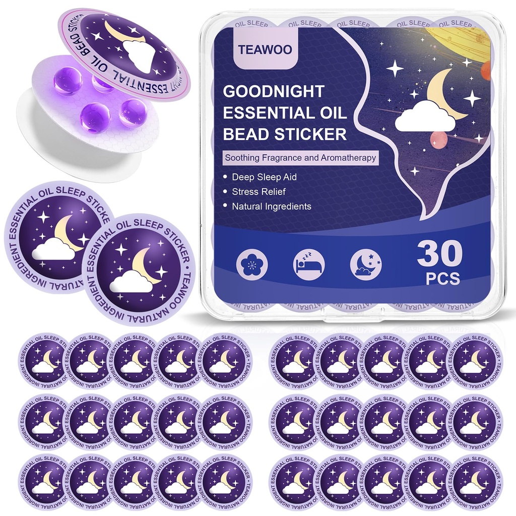 Obliži za spanje za odrasle in otroke, Lahko nočno spalno olje Bead Sleep Aid Patches (30 PCS, služijo do 120 noči), Nadgrajene Sladke sanje Formula s 100% naravnih rastlinskih sestavin