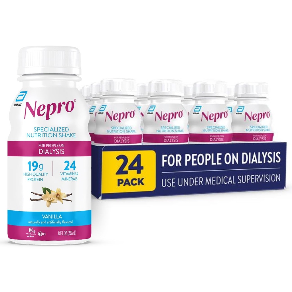 Nepro Nutrition Shake za ljudi na dializi, 19g beljakovine, 420 kalorij, Vanilla, 8 fl oz, pakiranje po 24
