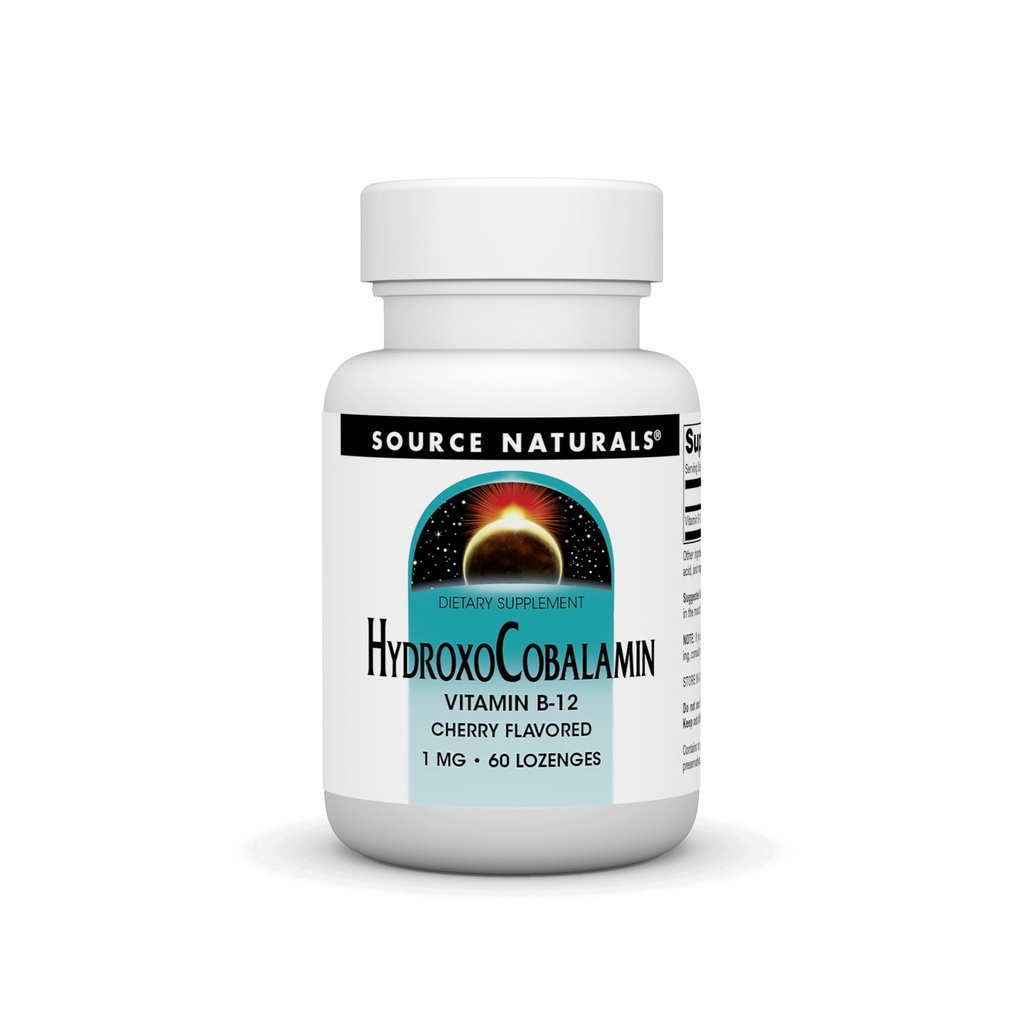 Vir Natural HydroxoCobalamin, Vitamin B-12, 1 mg - 60 Češnjevo aromatizirane Lozenges