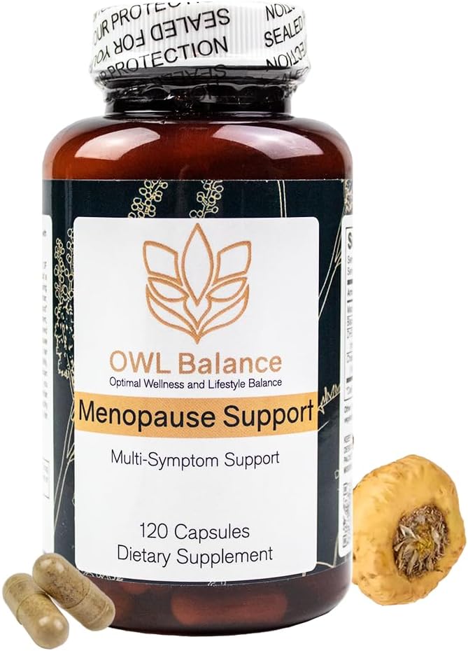 Menopaza Podpora ženskam - Menopause + Perimenopavza Relief za vroče Flashe, nizka energija, Hormona podpora - 120 Zeliščne kapsule