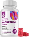 DR. MORITZ Magnezijev citrat Gumiji za odrasle - Sugar-free Calm Magnezium Gumies - Podpira zdravo Stress odziv - Raspberry Flavor - Non-GMO, 200 mg (60 grof)