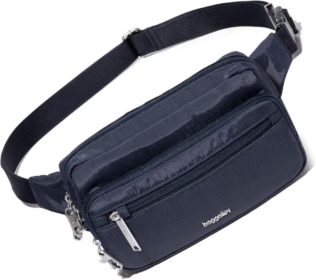 Baggallini Securtex Anti-Theft Belt Fanny Pack za ženske RFID Denarnica zaklepanje Zipper-Travel vrečko Crossbody Purse