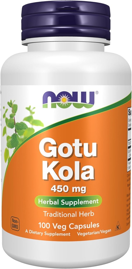 NOW Food Supplements, Gotu Kola (Centella asiatica) 450 mg, Zeliščni dodatek, 100 Veg kapsule