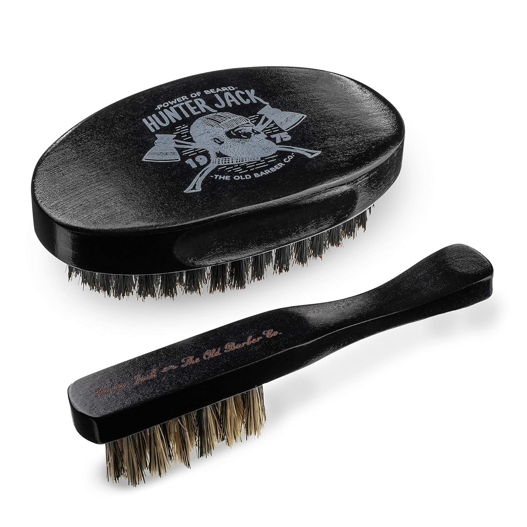 Brada krtača za moške - naravni boar ščetinasta brada krtača komplet - Mustache čopič za moške - Premium Grooming Set Hunter Jack
