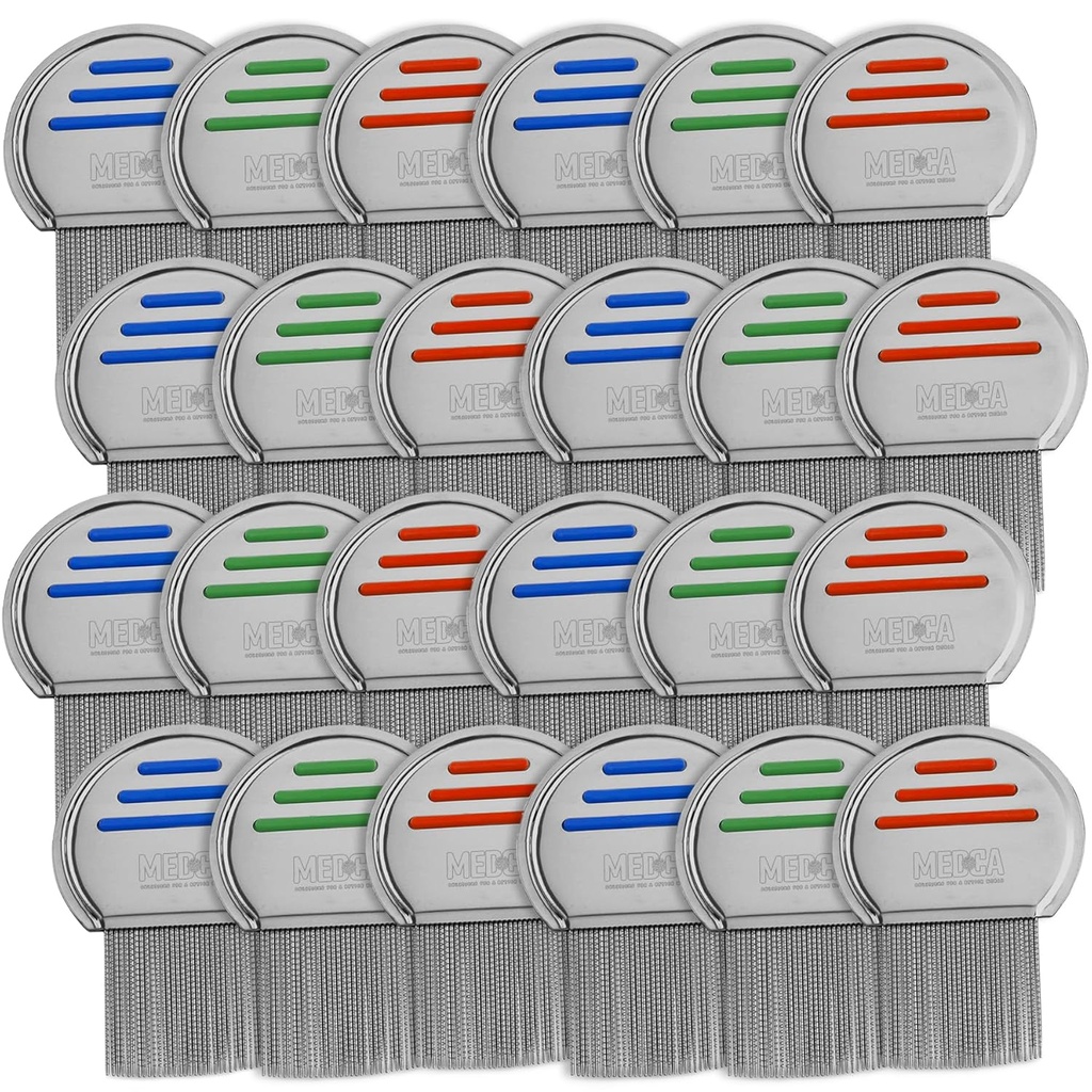 Uši Comb - (Pack of 24) glava Lice zdravljenje, ki je individualno pakirana Professional Nerjaveče jeklo zanke in Nit Combs odstrani jajca z okroglimi nasveti za udobje