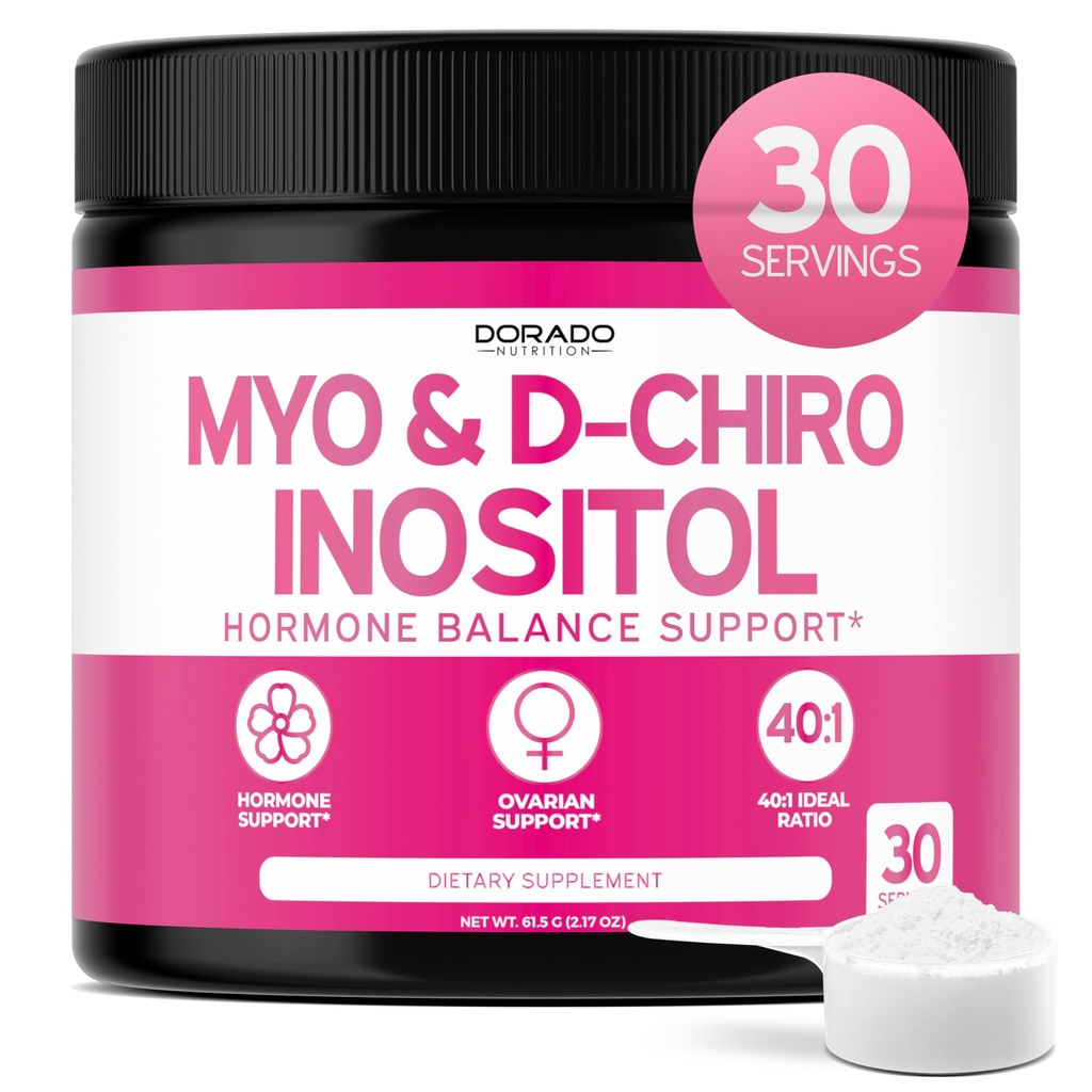Myo-Inositol & D-Chiro Inositol dodatek v prahu (2050mg na serviranje Ideal 40:1 Ratio Myo Inositol,30 Day Supply) za hormonsko ravnovesje za ženske in zdravje jajčnikov - tretja stranka Tested, Vegan & ZDA Made