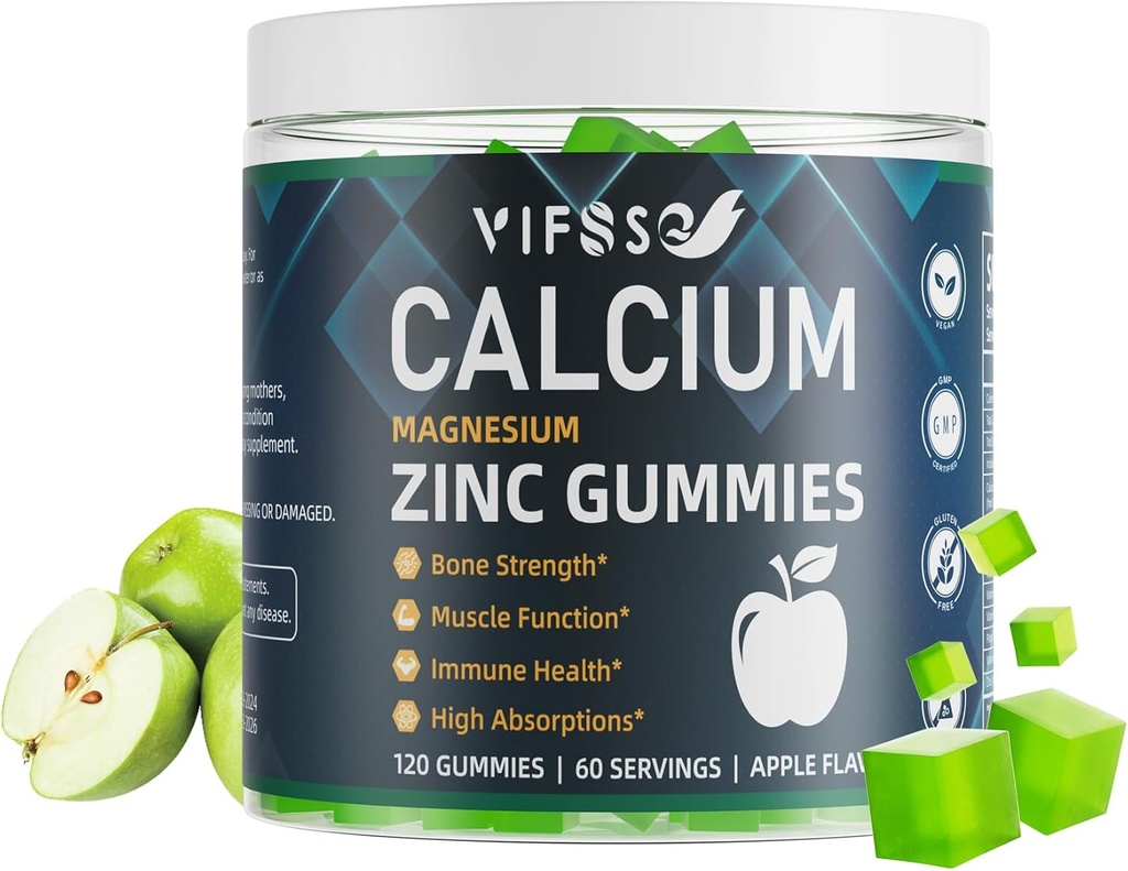 Kalcij Magnezij Cink Gumies 600mg z vitaminom D3 K2, 120 Gumies Rastline Na osnovi sladkorja brez kalcijevih gumijev Visoka absorpcija kompleks kalcij dodatek 70+ Trace minerali za kosti moč, Vegan