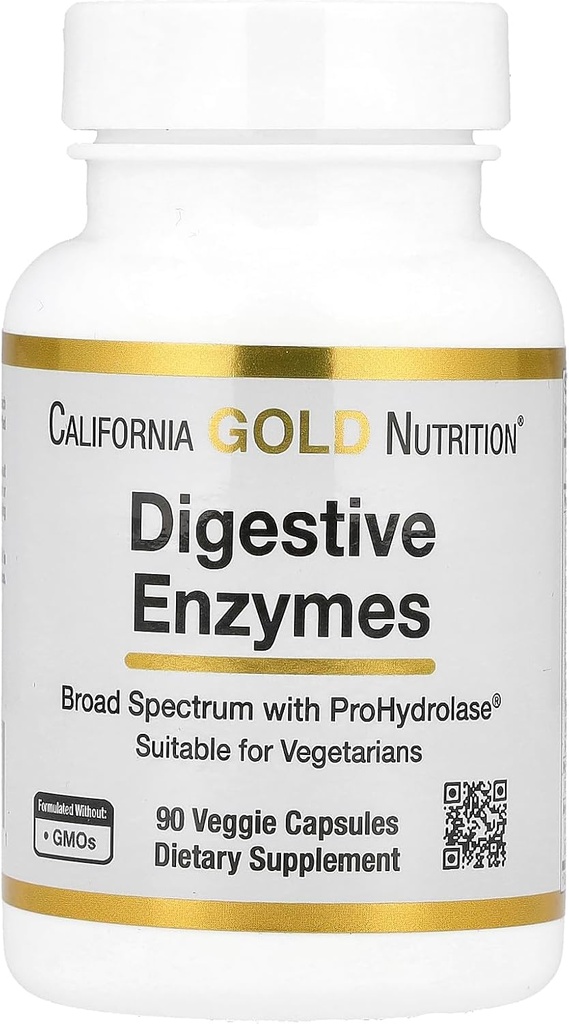 California Gold Nutrition Prebavne encime, Širok spekter, primeren za vegetarijance, 90 Veggie kapsule