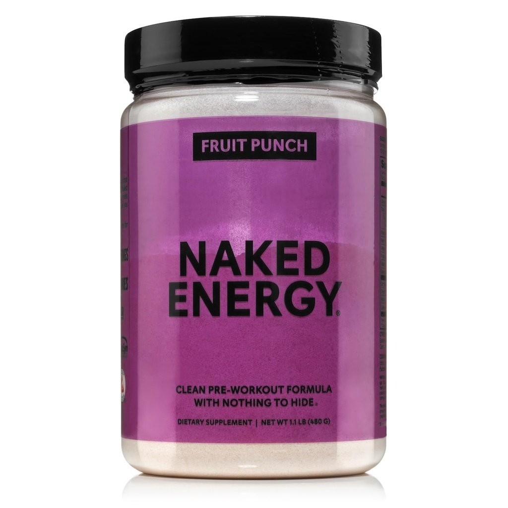 Naked Fruit Punch Energy - Čisti pred trening dopolnilo za moške in ženske, Vegan prijazno, Brez dodanih sladil, Barve ali arome - 30 Servinges