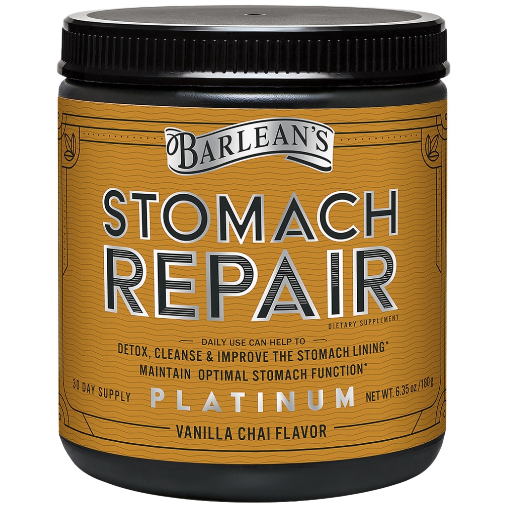 Barlean's Stomach Repair Gut Health Powder Supplement, Fiber and Digestive Support Dodatki Mešanica za Detox in čiščenje, Vanilla Chai Drink Mix, 6.35 oz