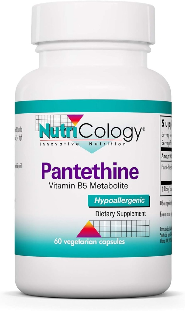 Nutriologija Dodatek Pantetin - Vitamin B5, Pantotenska kislina, Presnova Podpora, Podpora jeter, Kardiovaskularni dodatek, Koencim A, 660mg Vegetarian kapsule - 60 Število