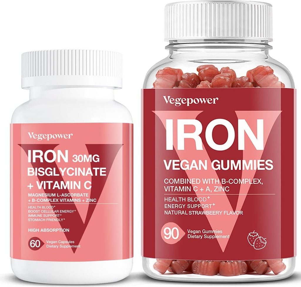 Veganski železovi gumiji Jagoda Plus železov biglicinat 30MG 