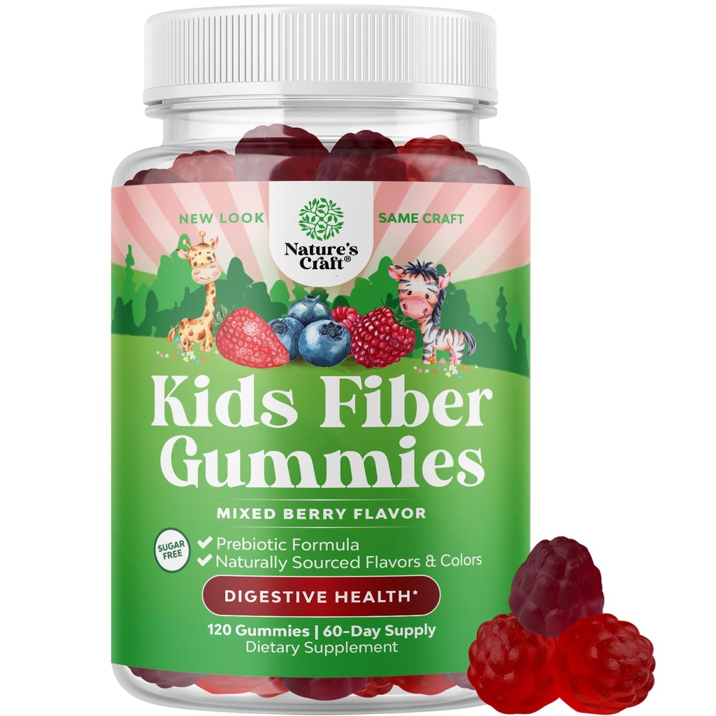 Visoke predbiotične vlaknine Gumiji za otroke - Prehranske vlaknine dopolnila za prebavo in zaprtje - Chicory Root Kids Imune Gumies - Non-GMO & Vegan Prebavne prehranske dopolnila - 120 Count