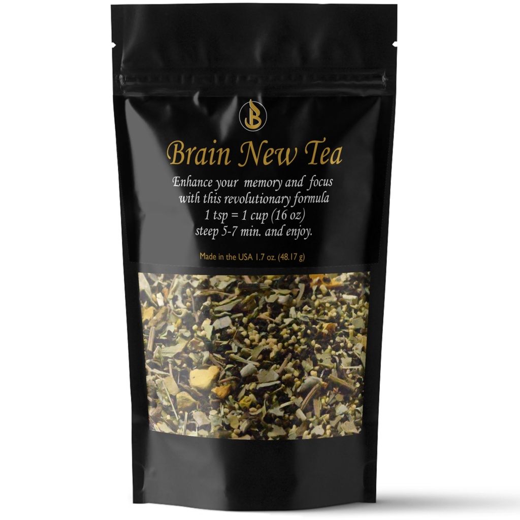 Možganski novi čaj - Duševna jasnost, Dodatki za spomin in fokus Boost, Nootropic, Možganski Fog Relief z Bacopa, Yerba Mate, Rhodiola Rosea, Gingko Biloba, Gotu Kola, Reishi.