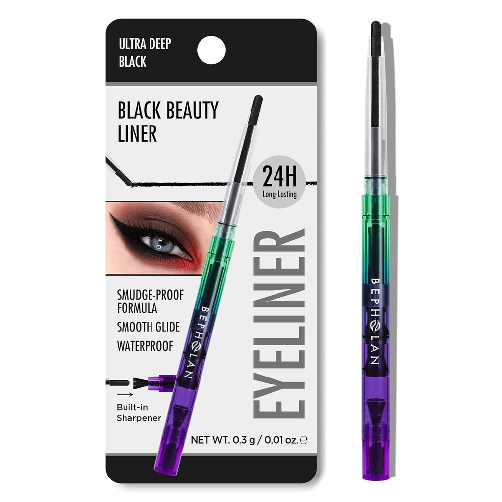 BepHOLAN Črna Eyeliner svinčniki,Vodoodporni Gel Eyeliner svinčnik črna vodna črta očesni liner Pen za ženske vodoodporni Smogudge dokaz dolgotrajen (BLACK)