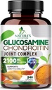 Glukozamin Chondroitin MSM 2100mg Complex - Skupni dodatek za podporo za skupno mobilnost in udobje za moške in ženske s kurkuma & Boswellia, Trojna moč Glukozamin dopolnila - 240 kapsul