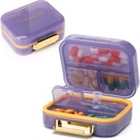Toplive 7 Kompartmenti Prenosne tablete Organizator potovalne medicine Tablete Organizator, Dokaz za vlažne majhne tablete Žepna tableta tablete Imetnik dnevno Tablete Zabojnik Škatla za ribje olje Vitamini, Purple