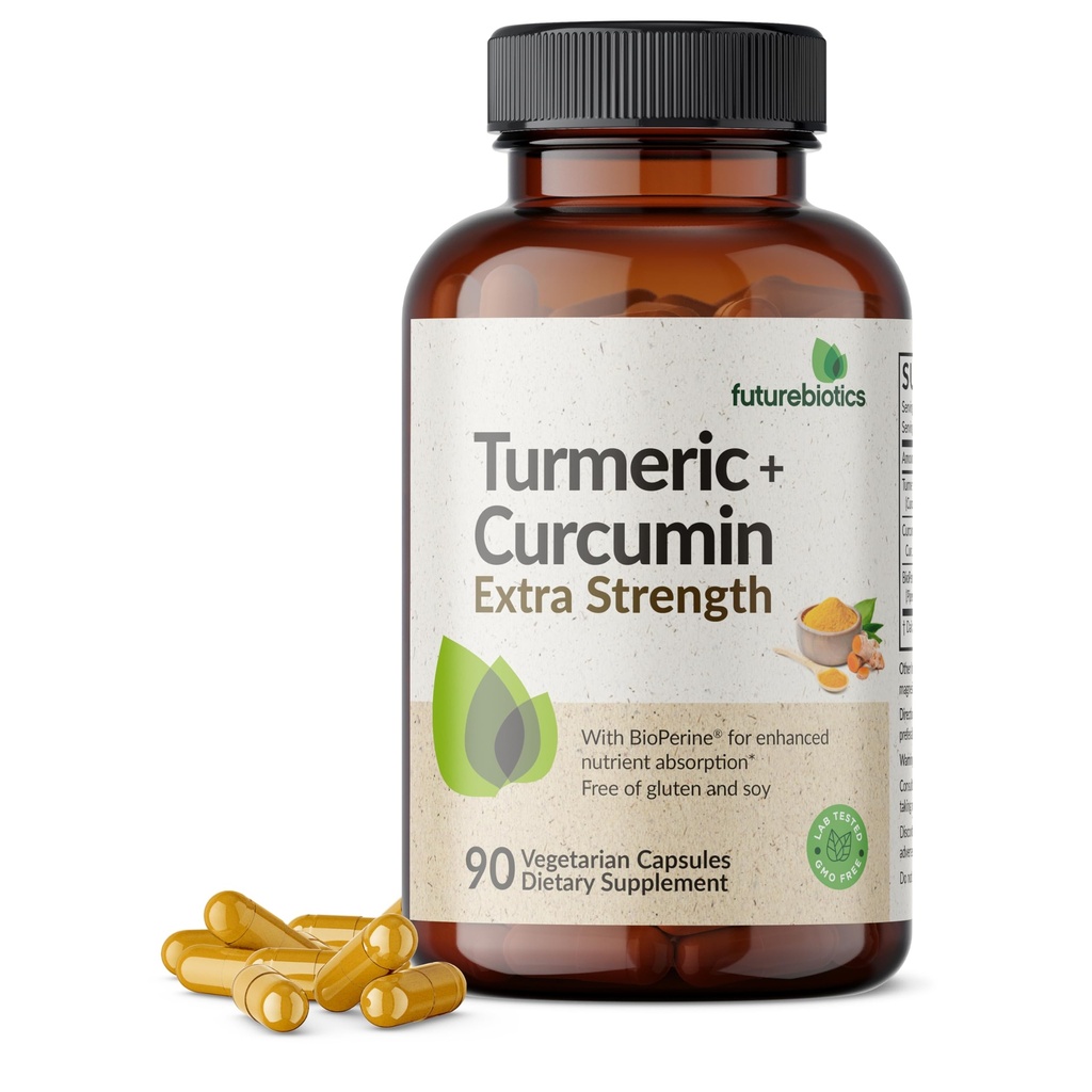 Futurebiotics Kurkumin + Curcumin 1500 MG na serviranje, antioksidant, Joint & Digestion Podpora z BioPerin za okrepljen vnos hranil, Non-GMO, 90 vegetarijanske kapsule