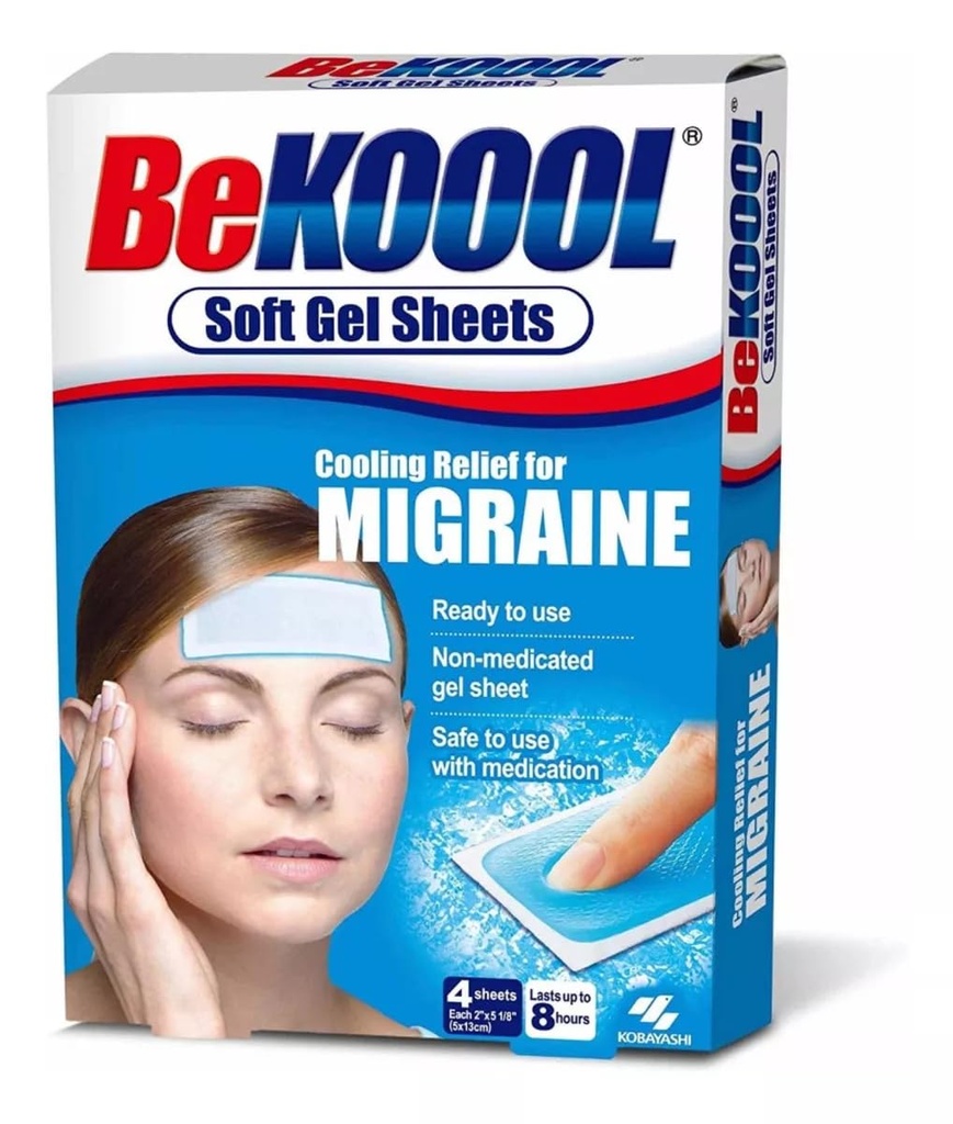 Bo Koool Cooling Relief za migrene, mehke Gel listi, 4 listi (Pack po 4)