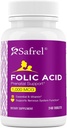 Safrel Folna kislina 1000 mcg (1 mg) - vitamin B9-240 tablete, Essential Prenatal in postnatal vitamin za razvoj ploda, proizvodnjo rdečih krvnih celic, celični in neuralni razvoj 